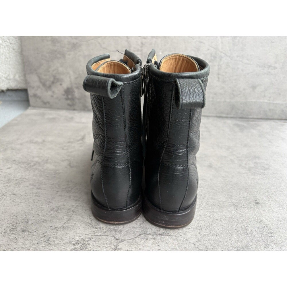 $350 FRYE Women’s Discontinued Lace Up Combat Black Leather Ankle Boots Size 6B - Picture 3 of 8